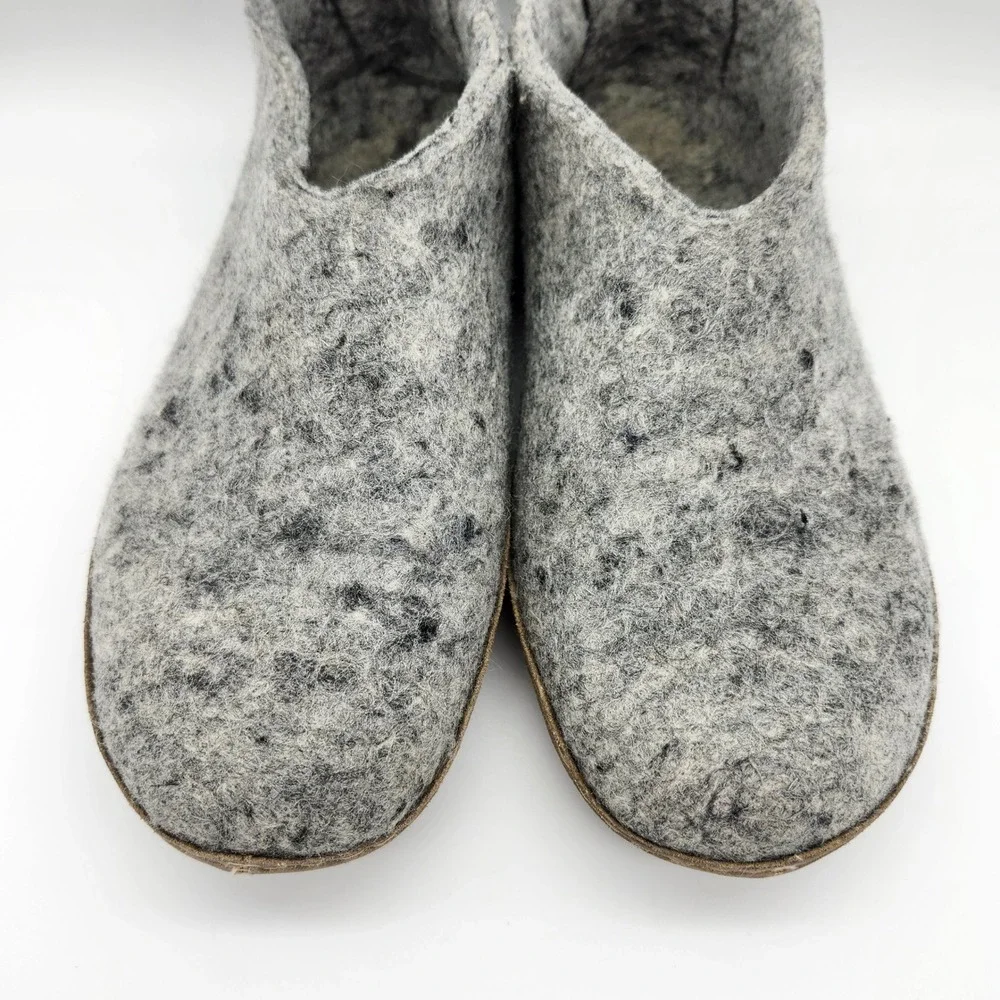 Glerups Grey Wool Felt Slippers Shoes Leather Sole EU 39, Womens US 8.5, Men 7 - Picture 3 of 10